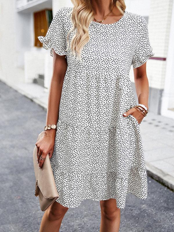 Relaxed Loose Resort Print Layered Dress - Curated by tt