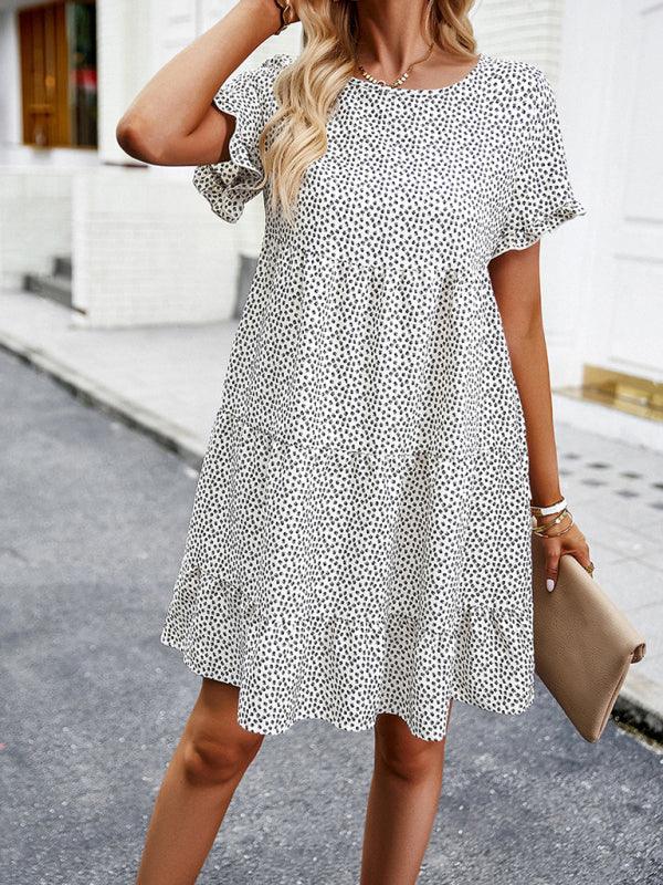 Relaxed Loose Resort Print Layered Dress - Curated by tt