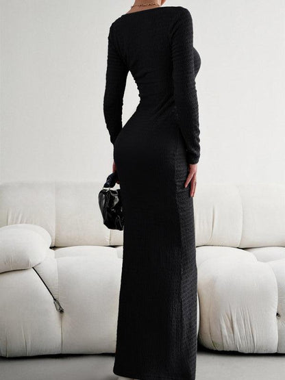 LS Knit Maxi Dress - Curated by tt