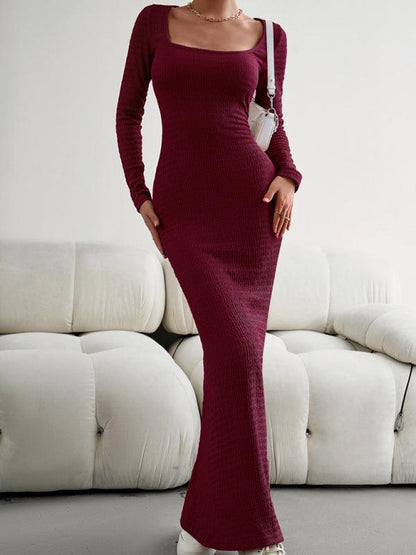 LS Knit Maxi Dress - Curated by tt