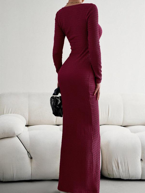 LS Knit Maxi Dress - Curated by tt