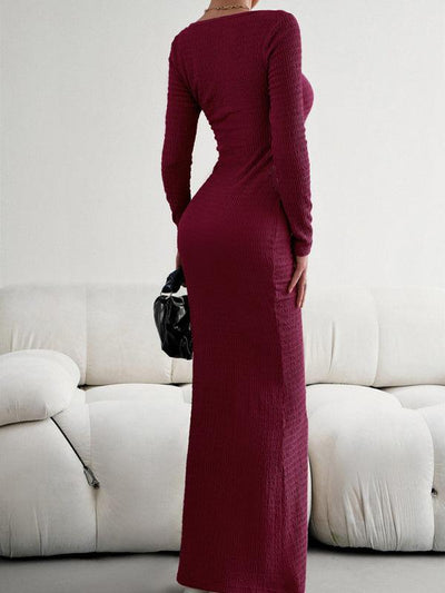 LS Knit Maxi Dress - Curated by tt