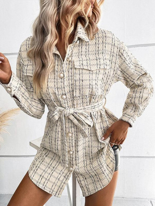 Fashion women's long plaid shirt dress - Curated by tt