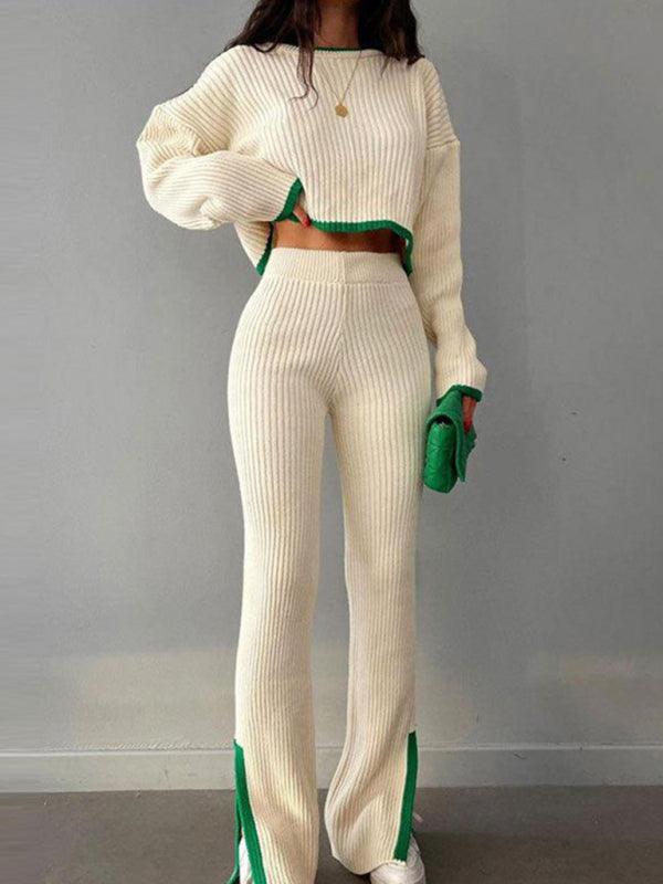 Knit Wide-leg Pants Two-piece Set - Curated by tt