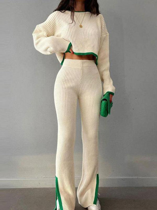Knit Wide-leg Pants Two-piece Set - Curated by tt