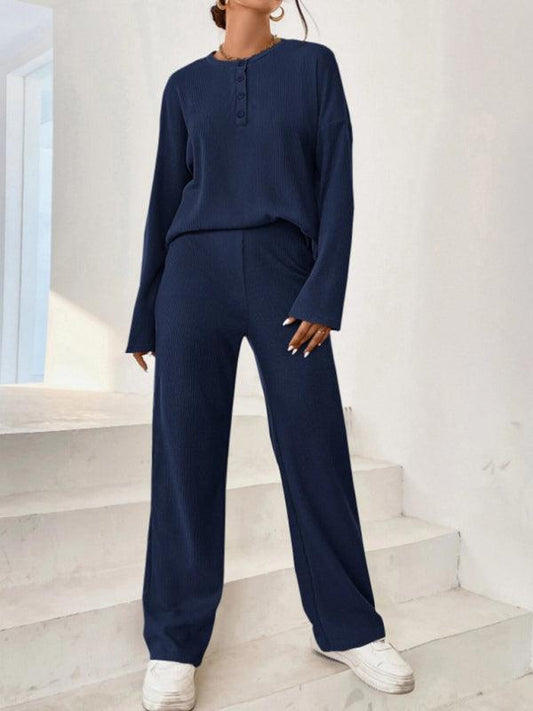 Casual Knit Two-Piece Pants Set - Curated by tt
