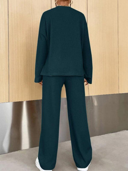 Casual Knit Two-Piece Pants Set - Curated by tt