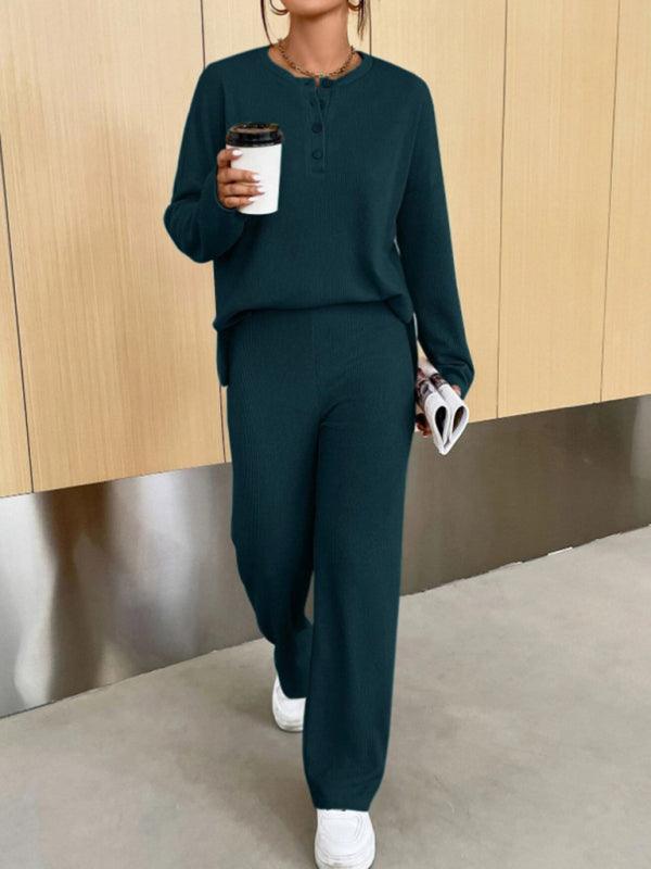 Casual Knit Two-Piece Pants Set - Curated by tt
