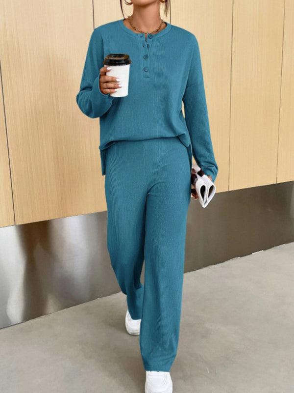 Casual Knit Two-Piece Pants Set - Curated by tt