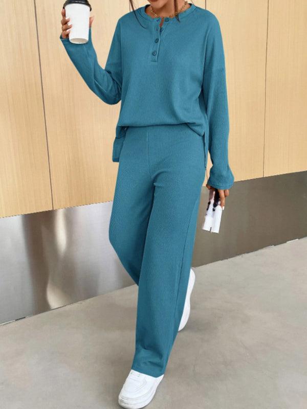 Casual Knit Two-Piece Pants Set - Curated by tt