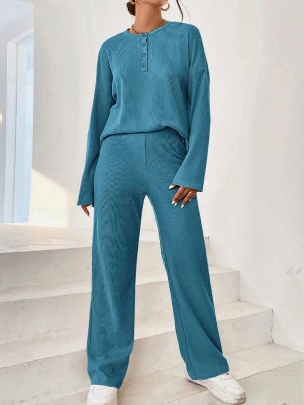 Casual Knit Two-Piece Pants Set - Curated by tt