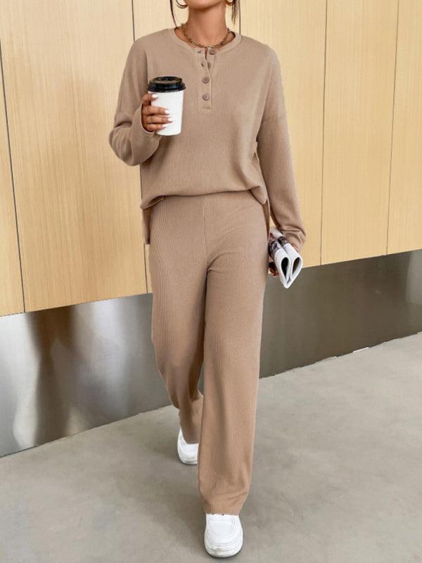 Casual Knit Two-Piece Pants Set - Curated by tt