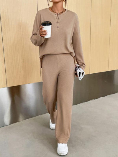 Casual Knit Two-Piece Pants Set - Curated by tt