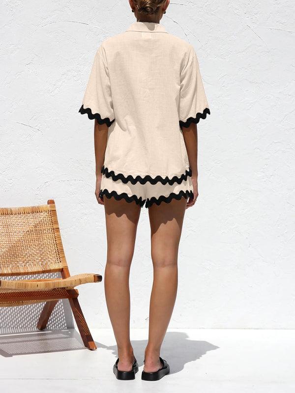 Scalloped-edge Shirt Set - Curated by tt
