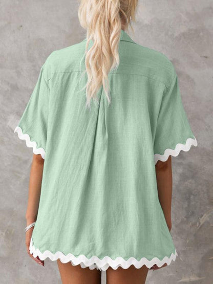 Scalloped-edge Shirt Set - Curated by tt