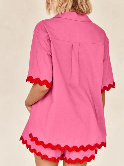 Scalloped-edge Shirt Set - Curated by tt