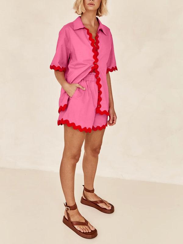 Scalloped-edge Shirt Set - Curated by tt