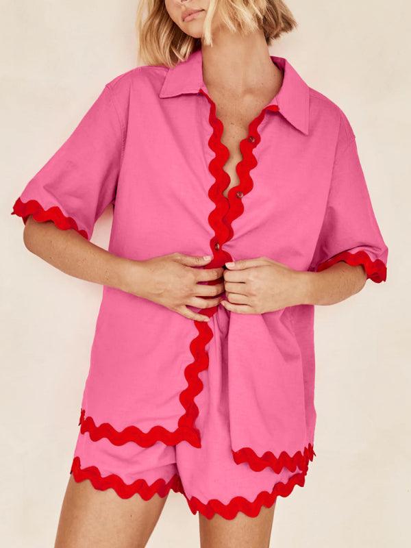 Scalloped-edge Shirt Set - Curated by tt