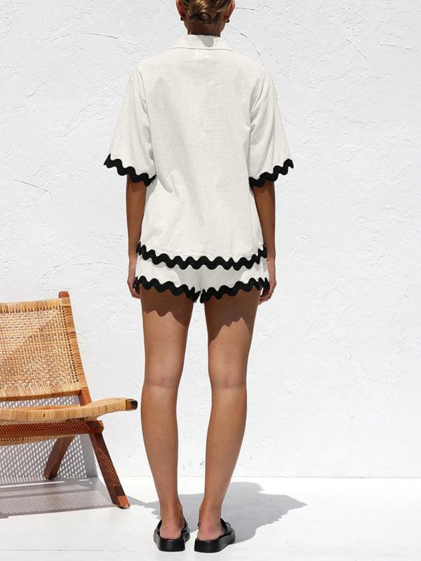 Scalloped-edge Shirt Set - Curated by tt