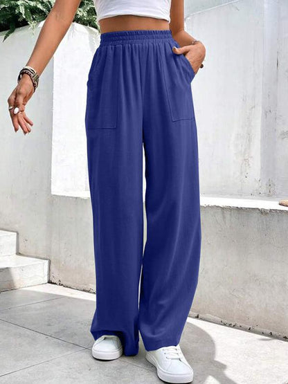 Loose-fit, Mid-waist Straight Pants - Curated by tt