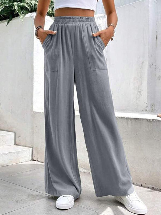 Loose-fit, Mid-waist Straight Pants - Curated by tt