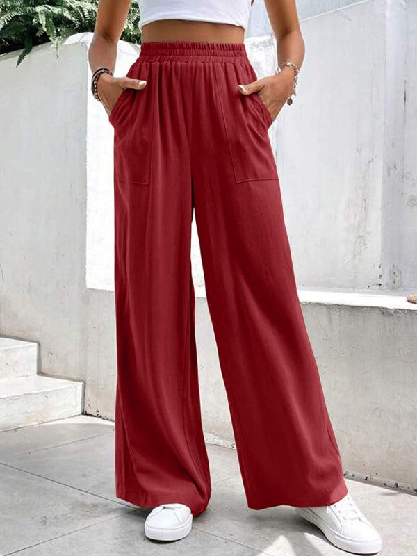 Loose-fit, Mid-waist Straight Pants - Curated by tt