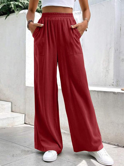 Loose-fit, Mid-waist Straight Pants - Curated by tt