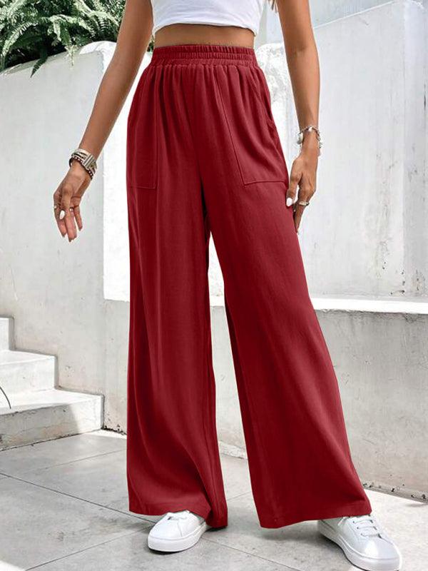 Loose-fit, Mid-waist Straight Pants - Curated by tt