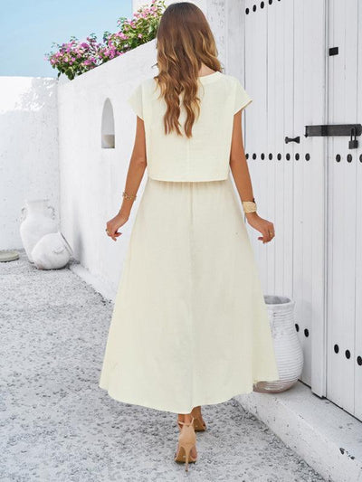 New spring and summer casual sleeveless top and long skirt suit - Curated by tt