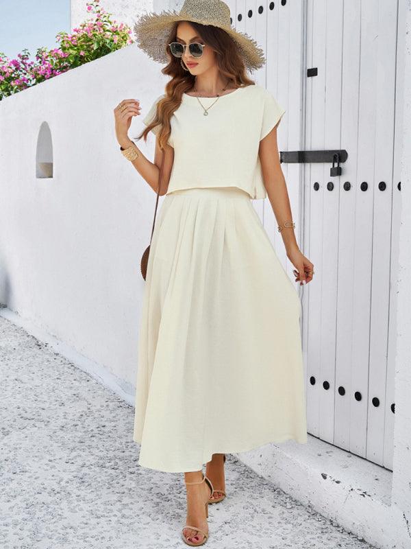New spring and summer casual sleeveless top and long skirt suit - Curated by tt