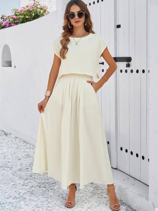 New spring and summer casual sleeveless top and long skirt suit - Curated by tt