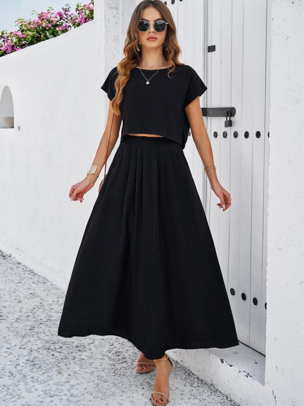 New spring and summer casual sleeveless top and long skirt suit - Curated by tt