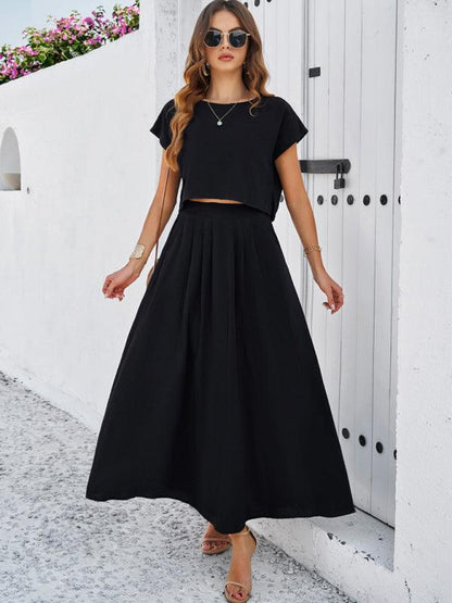 New spring and summer casual sleeveless top and long skirt suit - Curated by tt