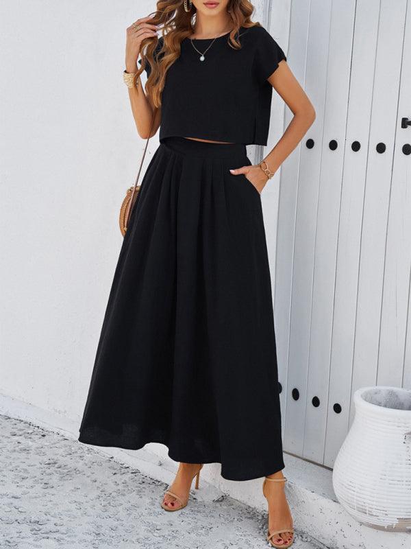 New spring and summer casual sleeveless top and long skirt suit - Curated by tt
