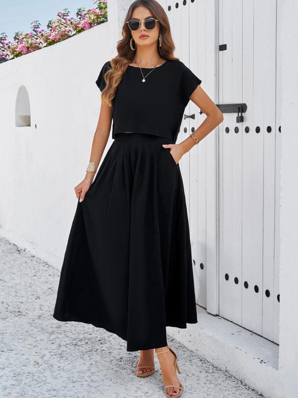 New spring and summer casual sleeveless top and long skirt suit - Curated by tt