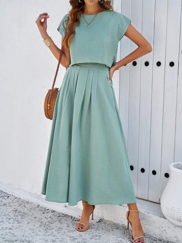 New spring and summer casual sleeveless top and long skirt suit - Curated by tt