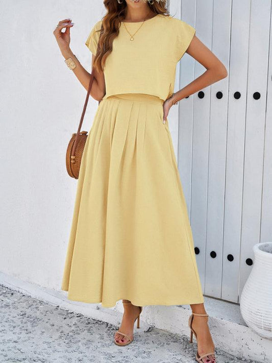 New spring and summer casual sleeveless top and long skirt suit - Curated by tt