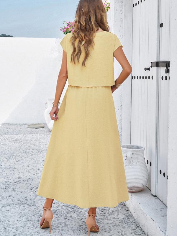 New spring and summer casual sleeveless top and long skirt suit - Curated by tt