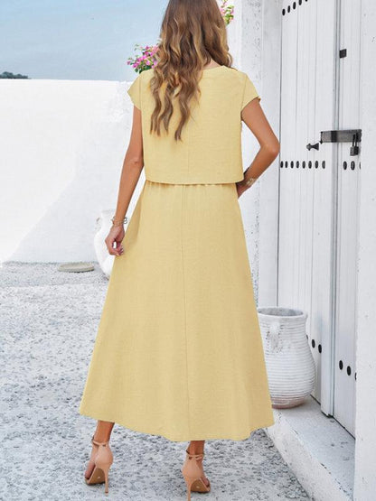 New spring and summer casual sleeveless top and long skirt suit - Curated by tt