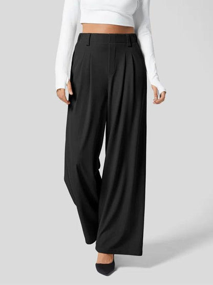 Casual Loose Wide Leg Pocket High Waist Women's Pants - Curated by tt