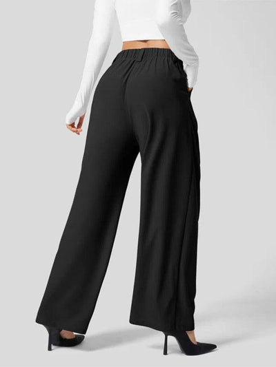 Casual Loose Wide Leg Pocket High Waist Women's Pants - Curated by tt