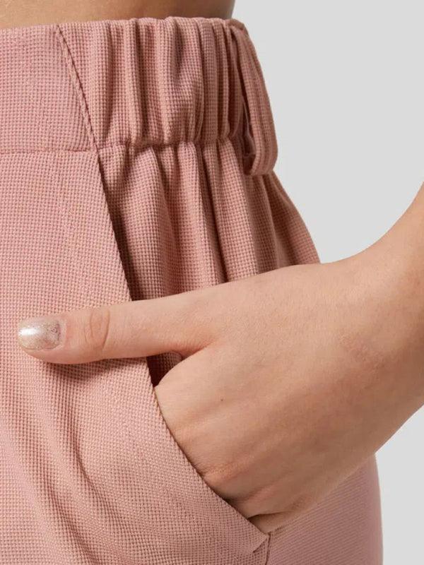 Casual Loose Wide Leg Pocket High Waist Women's Pants - Curated by tt