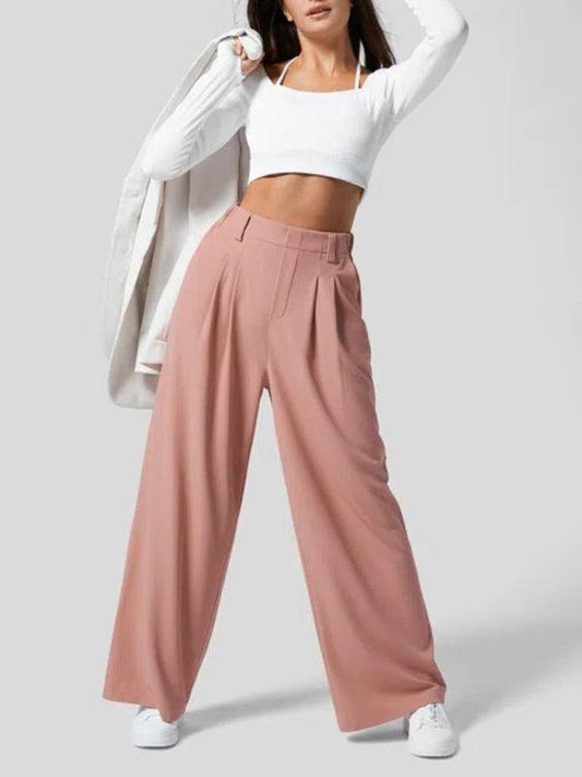 Casual Loose Wide Leg Pocket High Waist Women's Pants - Curated by tt