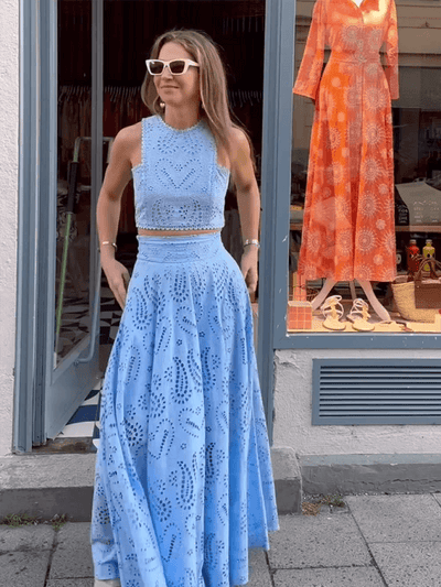 Eyelet Loose Two-piece Set - Curated by tt