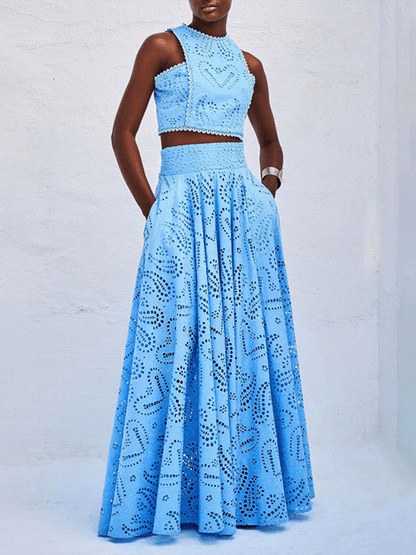 Eyelet Loose Two-piece Set - Curated by tt