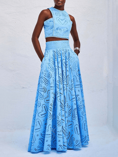 Eyelet Loose Two-piece Set - Curated by tt