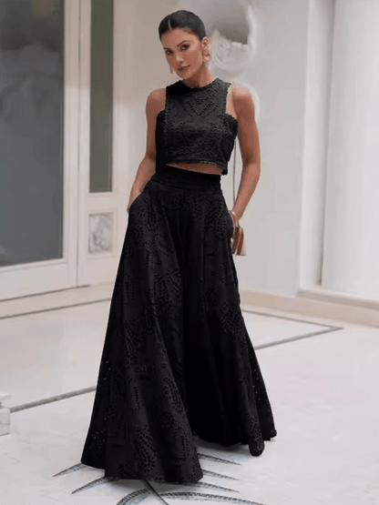 Eyelet Loose Two-piece Set - Curated by tt