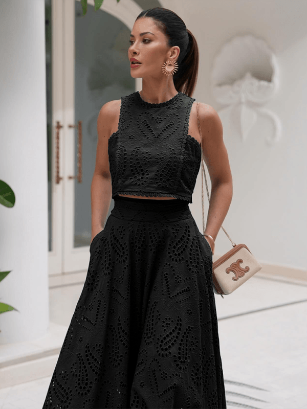 Eyelet Loose Two-piece Set - Curated by tt