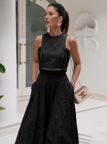 Eyelet Loose Two-piece Set - Curated by tt