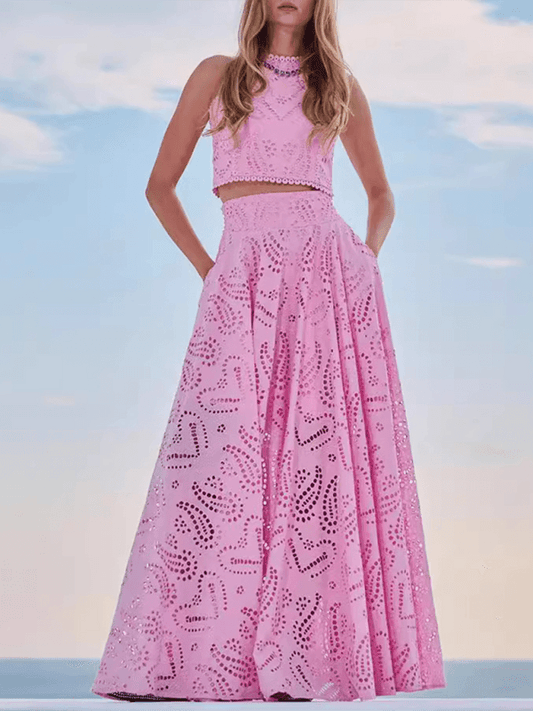 Eyelet Loose Two-piece Set - Curated by tt